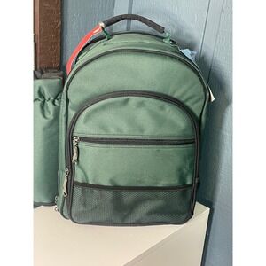 Picnic Time Green Backpack Picnic Set Service For 4 Cutting Board Wine Opener